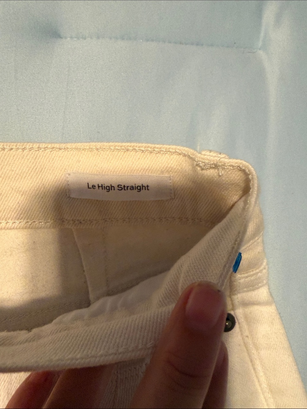 Frame two tone Denim Cream Straight-Leg Jeans with Frayed Hem - Picture 3 of 6